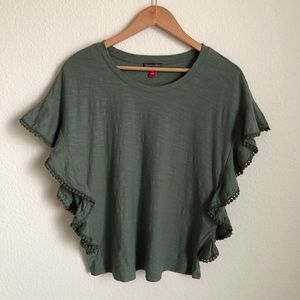 Vince Camuto olive green butterfly sleeve top